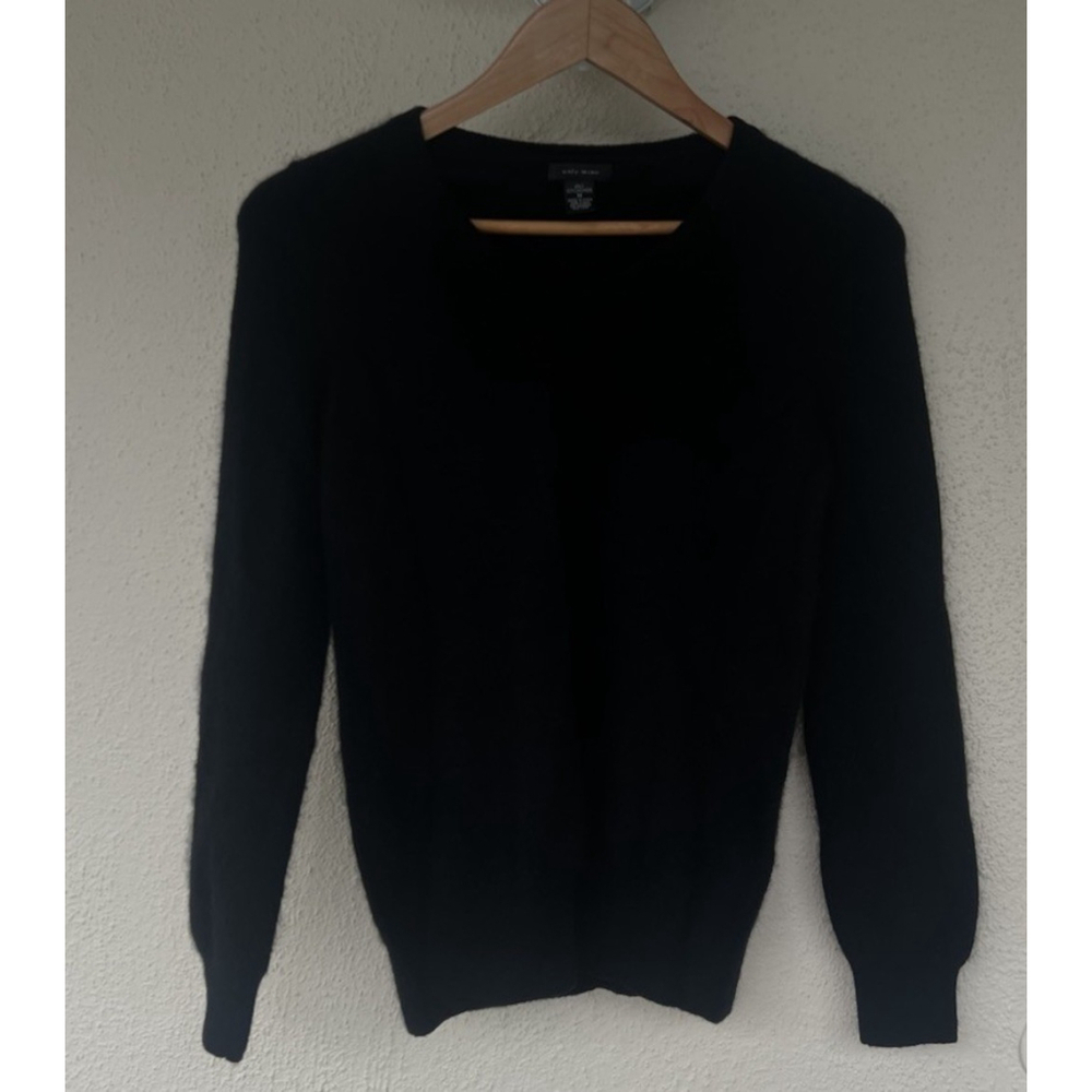 Y2K Only Mine Sweater Women's XS 2 Ply Cashmere Black V-neck Pullover Comfy Soft